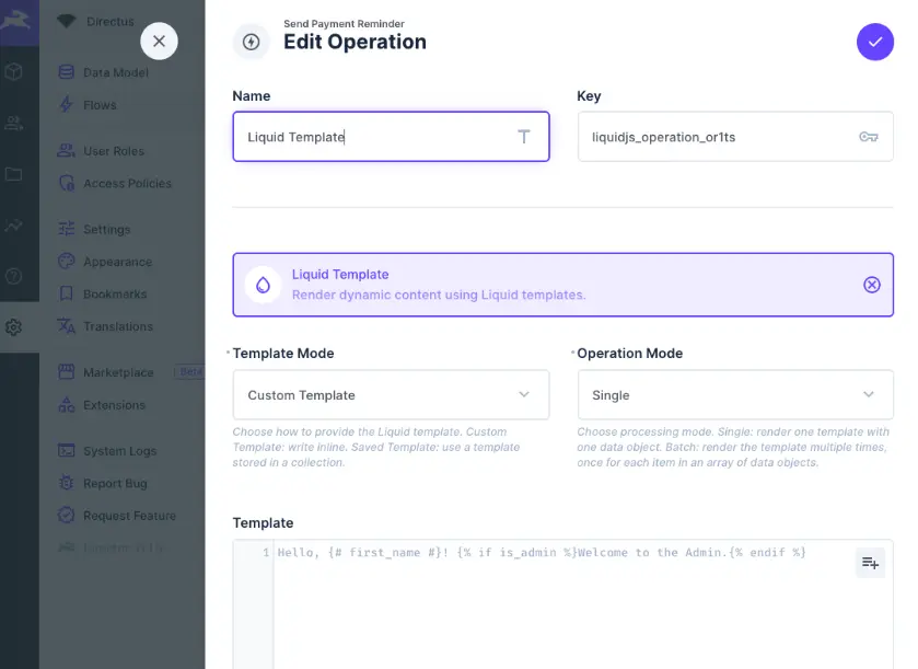 Liquid Template Operation